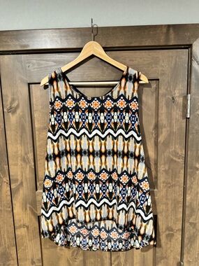 Tula Black White Navy Orange Printed Tunic